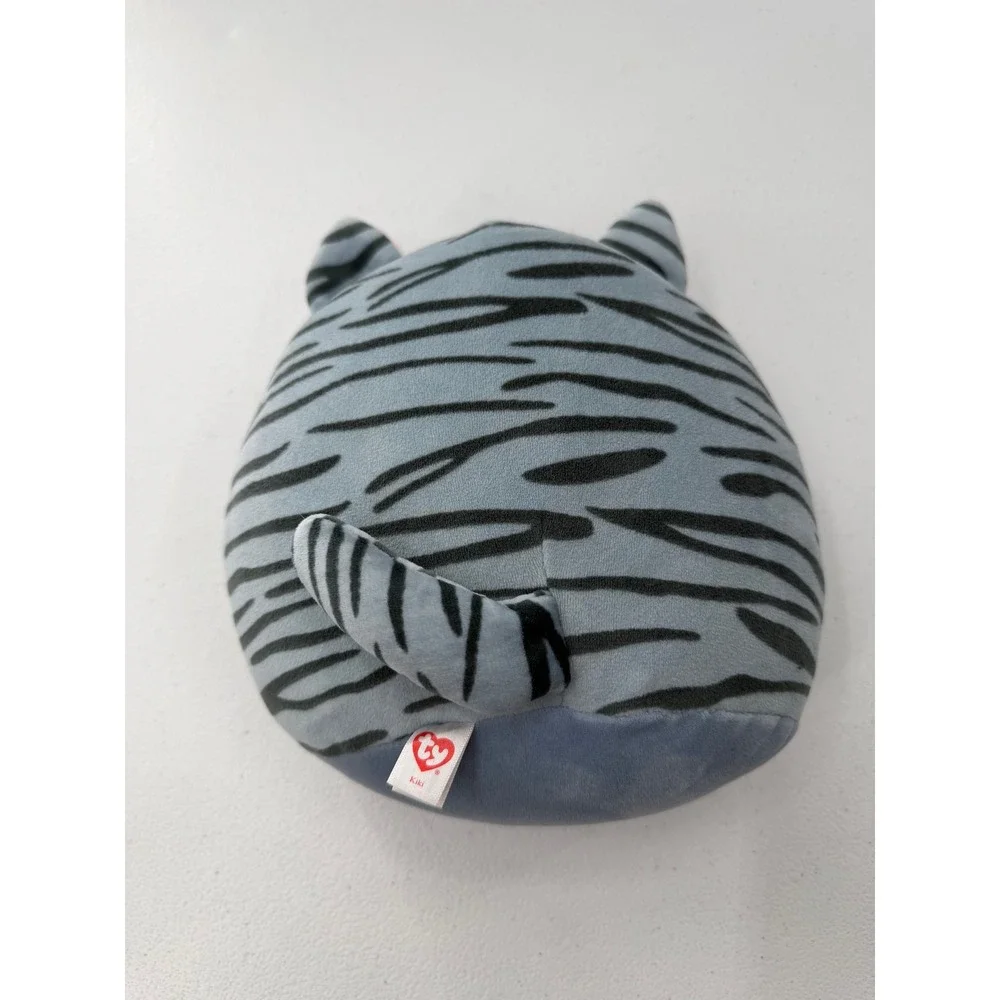 Ty Squish-a-Boos Kiki Grey Tabby Cat Plush Stuffed Animal Medium 10